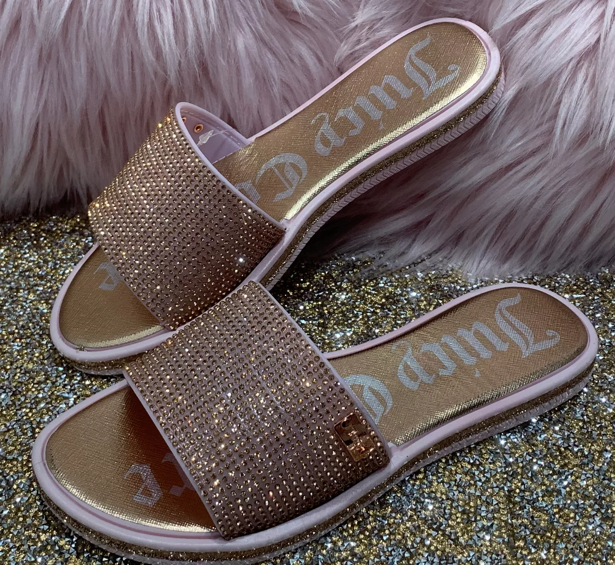 Rose gold cheap slide sandals