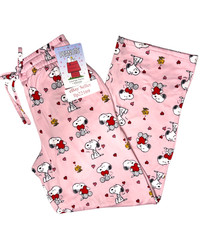 Snoopy Woodstock VALENTINE S DAY Pink FLEECE LOUNGE PAJAMA PANTS Ladie S-XL