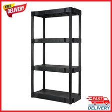 Hyper Tough 4 Tier Storage Shelving Plastic Heavy Duty Organizer Rack Black