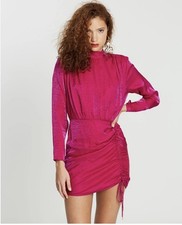 Finders Keepers Yasmine long sleeve mini dress in fuchsia Open Back Size 4
