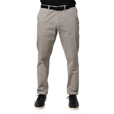 JECKERSON Pants Gray Cotton Stretch Tapered Fit Men Chino Trouser s. W38 240usd