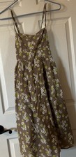Gap Med Brown White Green Floral, Sundress Summer Concerts Festivals Boho