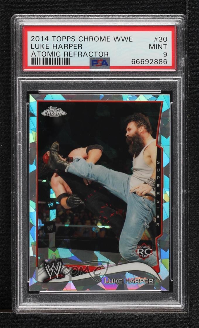 2014 Topps Chrome WWE Atomic Refractor Mr Brodie Lee Luke Harper PSA 9 MINT 1c0k