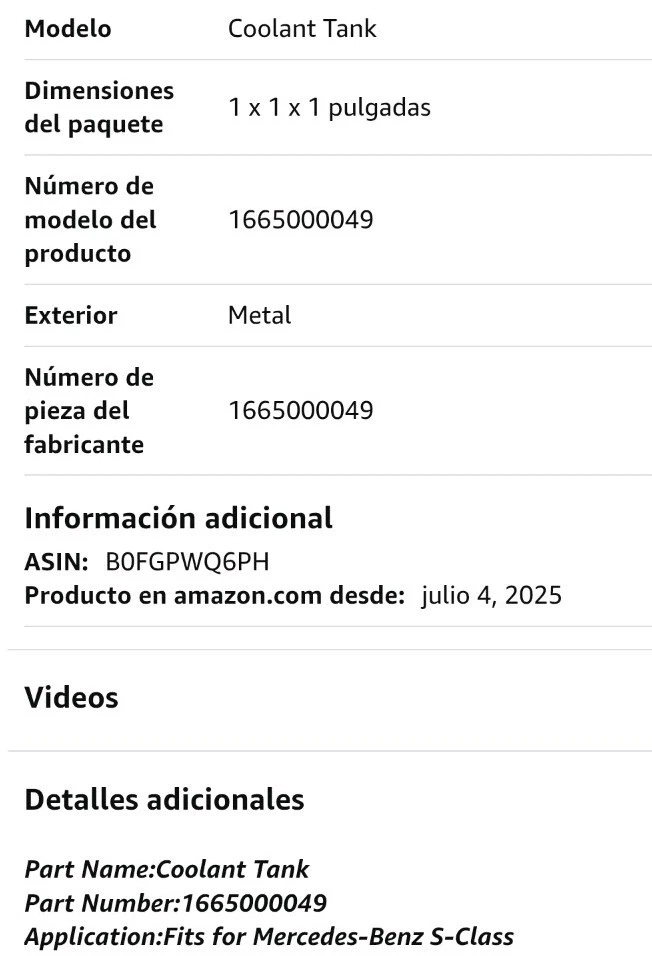 Восстановительный бак охлаждающей жидкости двигателя подходит для Mercedes-Benz GL350 ML350 ML63 AMG 2012-2018 годов выпуска - Изображение 2 из 4