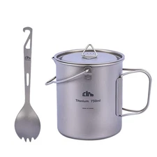 iClimb 1 Titanium Spork and 1 750ml Titanium Cup Bundle, Ultralight Compact P...