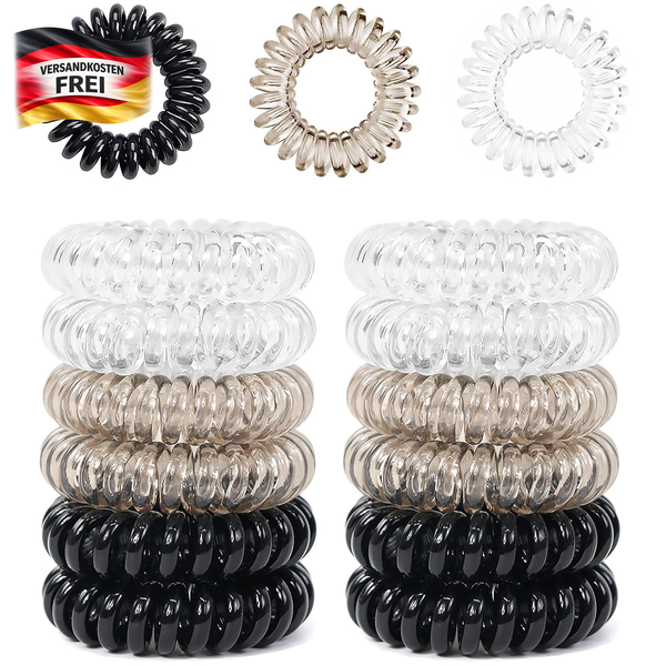 Elastische Spiral Haargummis Damen MäDchen 12 StüCk Zopfgummi Kunststoff-image