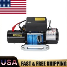 12000lbs Electric Winch 12v Synthetic Cable Truck Trailer Towing 12000lb 12000lbs Electric Winch 12v Synthetic Cable Truck Trailer Towing 12000lb