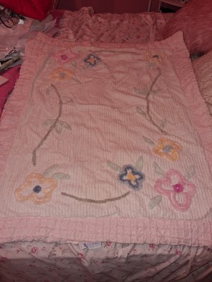 Floral Chenille Baby Blanket - Shabby Chic ''Send Me A Dream''
