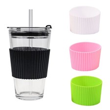 1PC Silicone Cup Sleeve Insulation Anti-fall Non-Slip Bottle Sleeves UK
