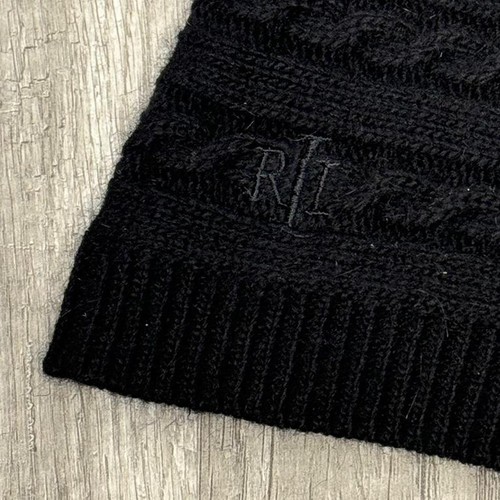 Suéter Poncho Envoltura Negro Academia Minimalista Años 90 VINT Ralph Lauren Tejido con Cable - Imagen 8 de 9