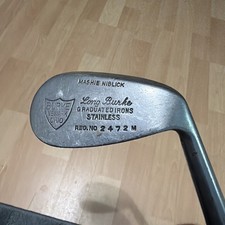 Antique Hickory Wood Shaft Burke  Long Burke  Reg Grad Stainless 9 Niblick Golf