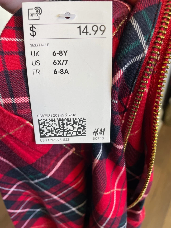 Vestido de vacaciones a cuadros H&M para niñas nuevo con etiquetas (6X/7) Foto 4 de 4