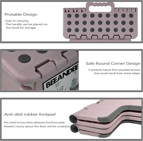 Foldable Step Stool Sturdy Safe Enough - Holds up to 300 Lb Dusty Pink Puple - Picture 3 of 6