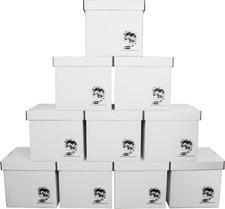 Durable Set of 10 12 inch Vinyl Record Storage Boxes - Heavy-Duty Cardboard C...
