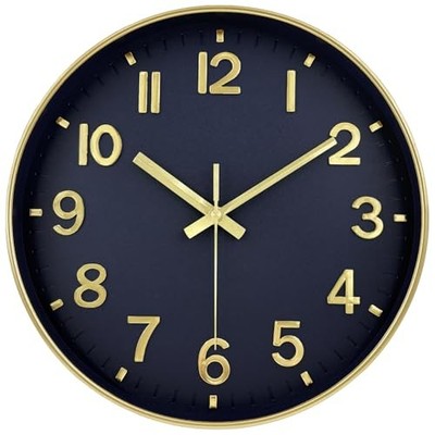 Wall Clock Wall Clocks Battery Operated, Modern Non Ticking 8 Inch Navy Blue