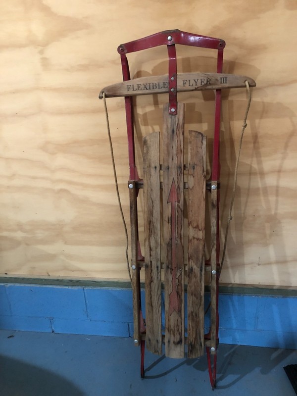 Vtg Flexible Flyer 55” Wooden Snow Sled S.L. Allen Co 1960s Antique 3-4 People