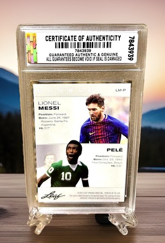 GRADED GEM-MT 10 LIONEL MESSI & PELE 2022 LEAF Double Exclusive LEGENDS #LM-P