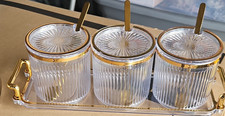 3-Piece Clear Glass Spice Jar & Rack Set w/ G...