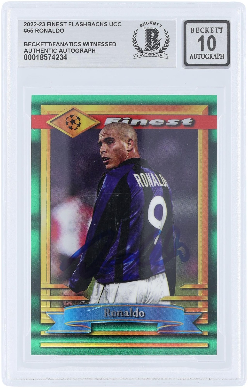 Ronaldo FC Internazionale Signed 2022-23 Topps Finest Flashbacks #55 BAS 10 Card