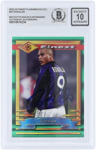 Ronaldo FC Internazionale Signed 2022-23 Topps Finest Flashbacks #55 BAS 10 Card