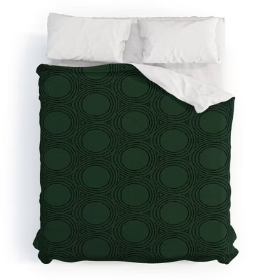 Full/Queen Sheila Wenzel Ganny Minimalist Forest Duvet Cover & Sham Set Green