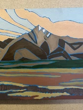 12x16 modern abstracted mountain scene painting