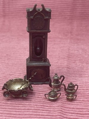 1:12 Miniatures Lot 11pc Grandfather Clock Tea Set and Bowl