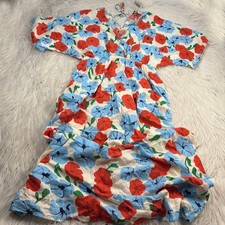 Bucket List Women's S Windsor Poppy Dress Floral Surplice Neck Kimono Sleeve