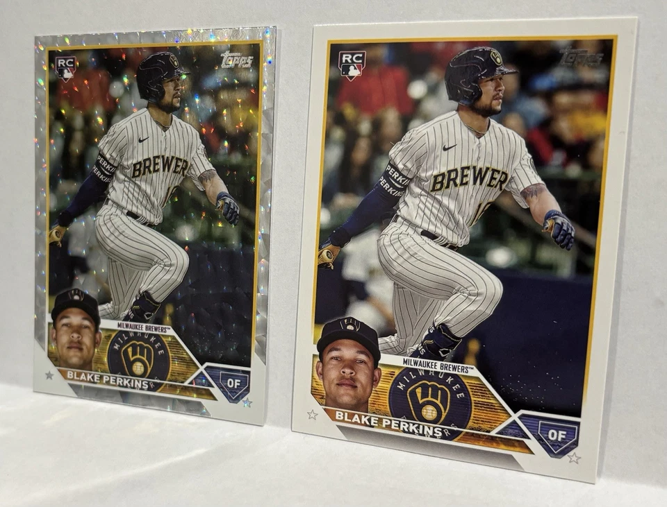 2023 Topps Update Series Blake Perkins #US242 Silver Crackle Foilboard RC + Base - Image 3 of 4