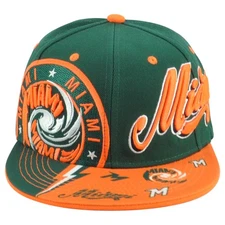 Miami Florida Hurricanes Theme Football Flat Bill Adjustable Adults Men Hat Cap