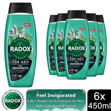 6x Radox Mineral Therapy Feel Invigorated Shower Gel & Shampoo for Men, 450ml 5.92 per litre