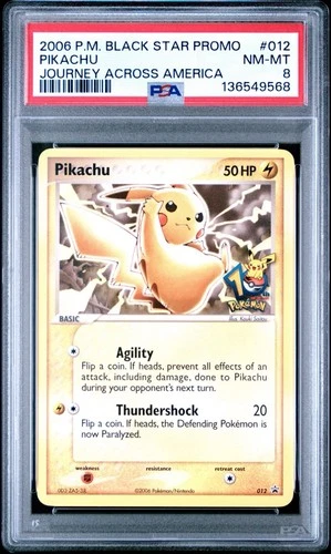 Pikachu Black Star Promo ⭐️Journey Across America #012 PSA 8 MINT Pokemon Card