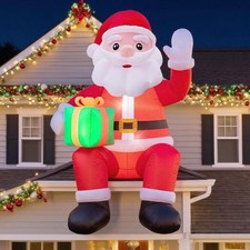 15FT Inflatable Santa Claus Outdoor Christmas Decoration, Blow Up Santa with ...