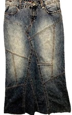 Unionbay Jeans Denim Skirt 5 Cute 100 Cotton Midi Length Patchwork Grunge Y2K