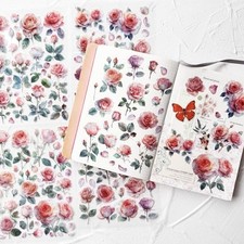 Watercolor Stickers for Scrapbooking, Self-Adhesive Flowers Stickers Roses