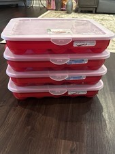 4- Sterilite Christmas Ornament Storage Plastic Container Holds 20 Ornaments