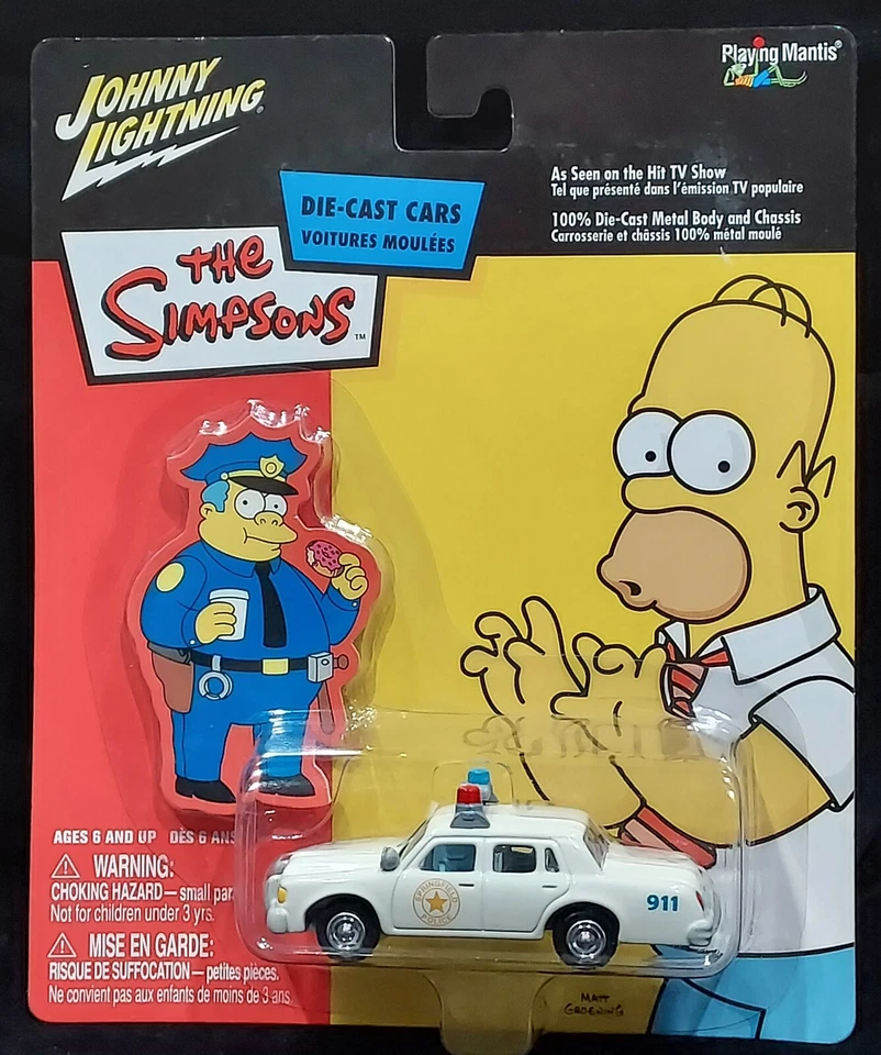 Johnny Lightning Chief Wiggum's Police Cruiser The Simpsons TV Show Car w/RRs - Image 2 of 2