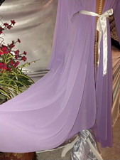 VTG SILKY SEMI SHEER TIERS PURPLE CHIFFON LONG TWIRLY ROBE DUSTER OSFM 52 54"