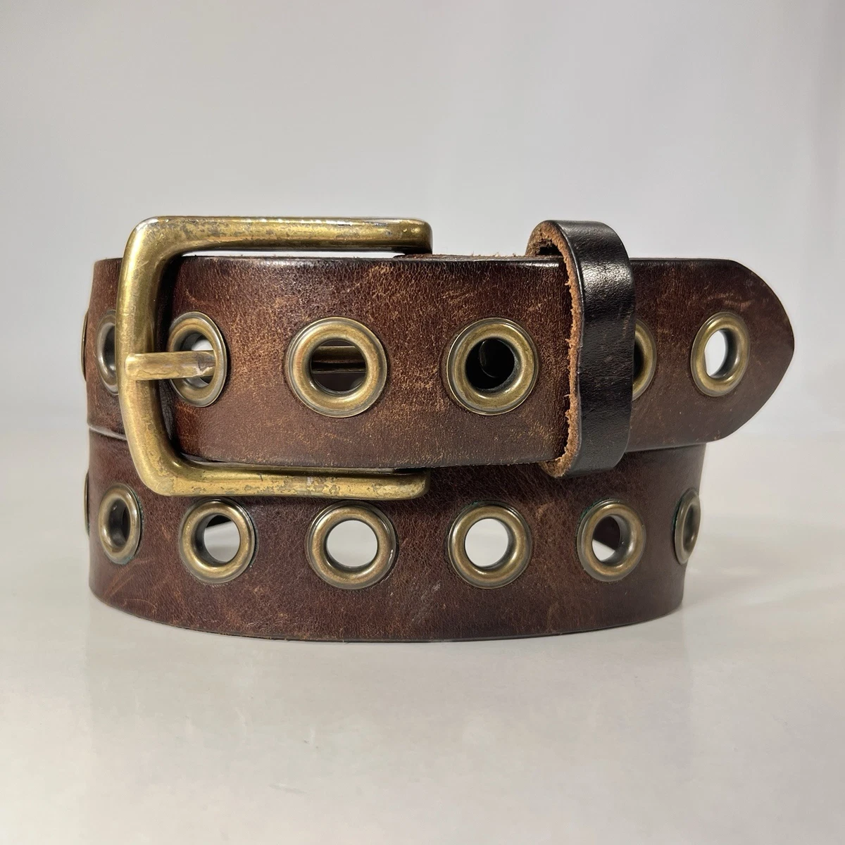 American Eagle Distressed Brown Leather Belt with Antique Eagle Buckle size 40 Artisan Handcrafted American Eagle Embossed Leather Belt  main image 2