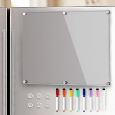Acrylic Magnetic Whiteboard for Fridge, Clear Dry Erase Memo 15"W x 14.5"H