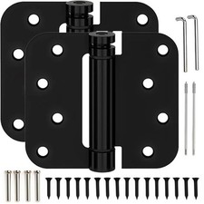 2 Pack 4x4 Inch Spring Loaded Self-closing Door Hinges Matte Black Adjustable