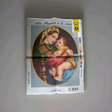 Vintage DMC Madonna  Child Cross Stitch Tapestry 45x60 CM France Needlecraft