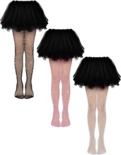 3 Pcs Girls Rhinestone Tights Sparkle Fishnet Kids Bling Mesh Stockings Glitter