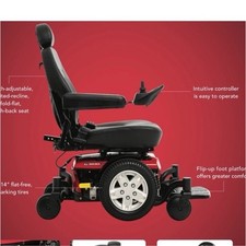Jazzy 600 ES Power Wheelchair Red/Black, Reclining Seat, Joystick, 6 Wheels