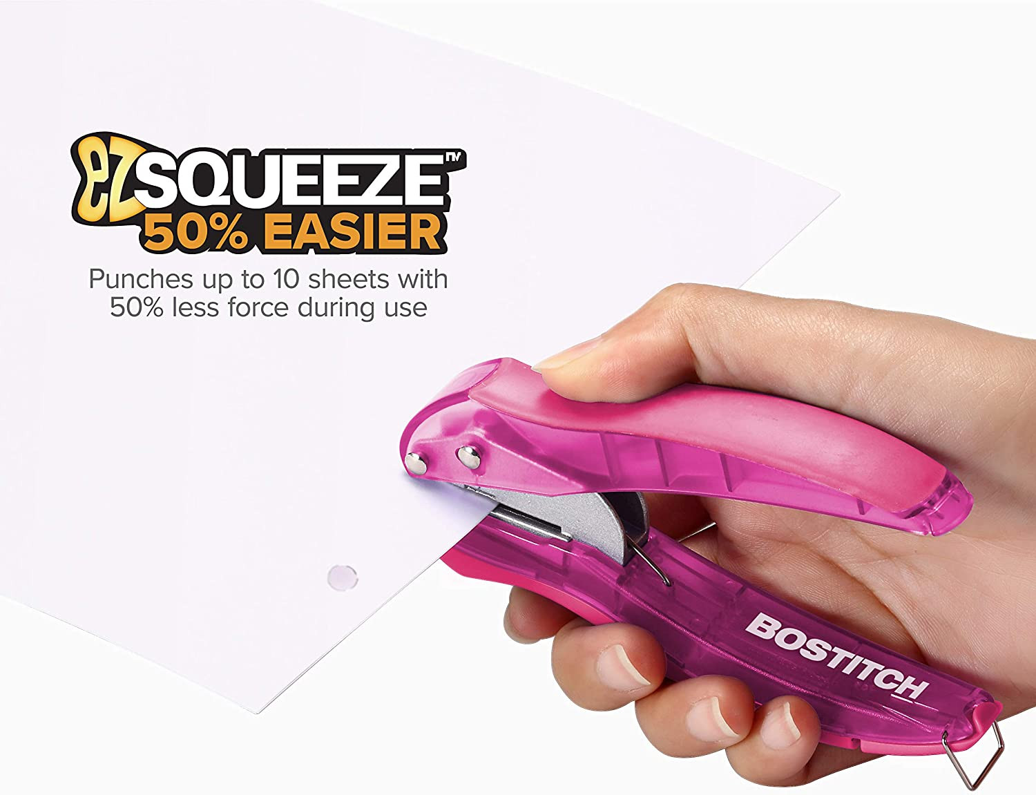 Bostitch Office Inlight Reduced Effort One-Hole Punch, One Unit per Package, Ass