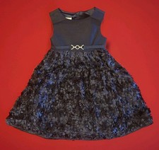 AMERICAN PRINCESS Party Formal Girls Dress Ruffled Roses Navy Satin Lined Sz 4