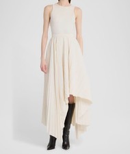 Alexander McQueen Women's Ivory Sleeveless Pleated Skirt Maxi Dress Size 40