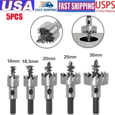 5pcs Metal Hole Saw Kit 7mm Shank HSS Sheet Metal Drilling & Hole Cutting Tool