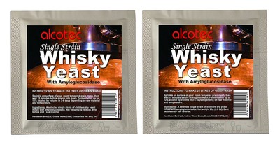 2x Alcotec Single Strain Whisky Yeast Makes 25L Grain Whiskey Mash Homebrew Wash