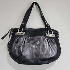 B Makowsky Shoulder Satchel Bag Black & Metal...